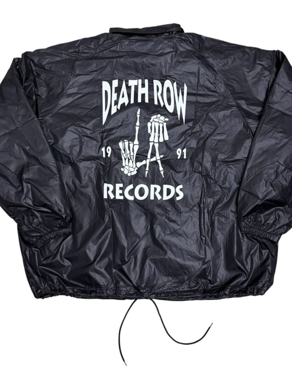 DEATH ROW RECORDS Black Lightweight Windbreaker Coaches Bomber Jacket Mens XL